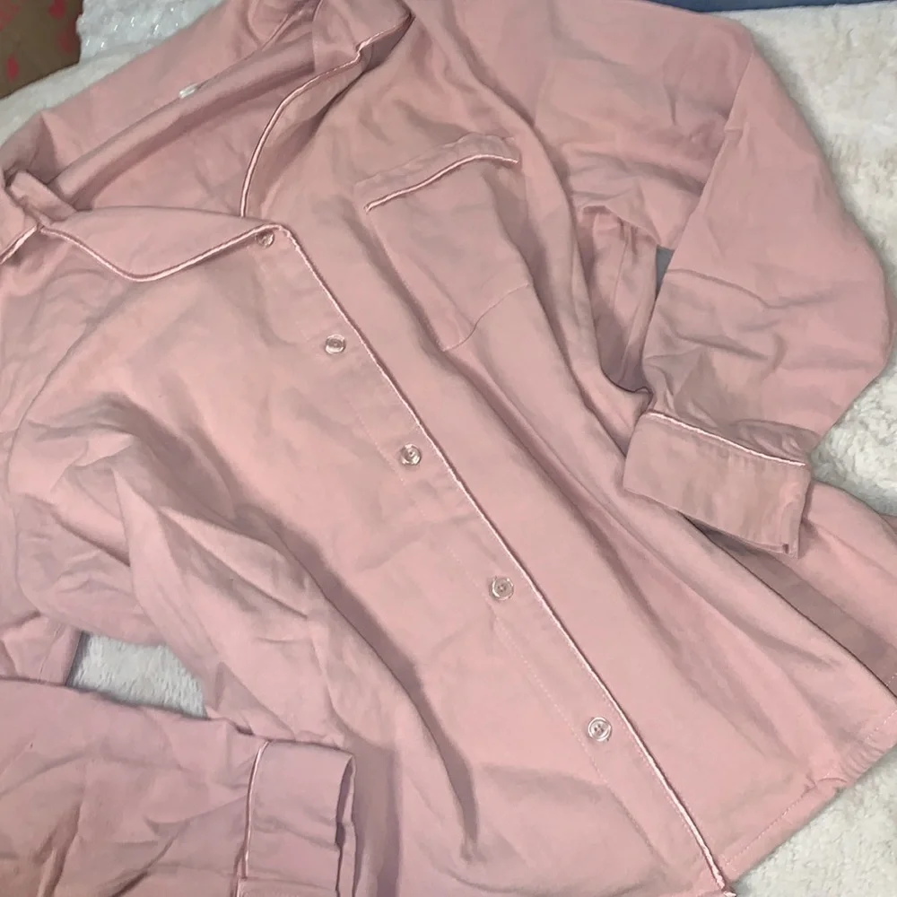 2X Maurice’s Ballet Pink 100% cotton satin bow pajama set has pockets